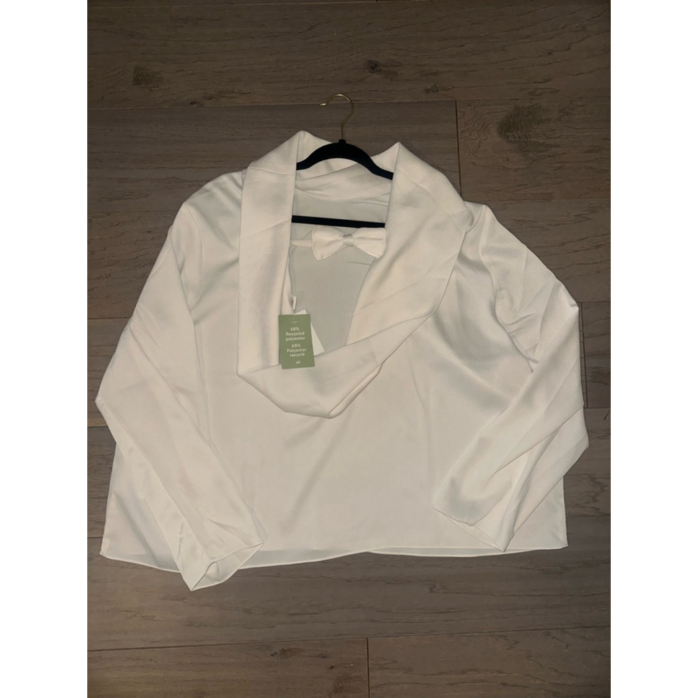 H&M White Blouse XXL Open Back Bow Detail - Picture 4 of 10